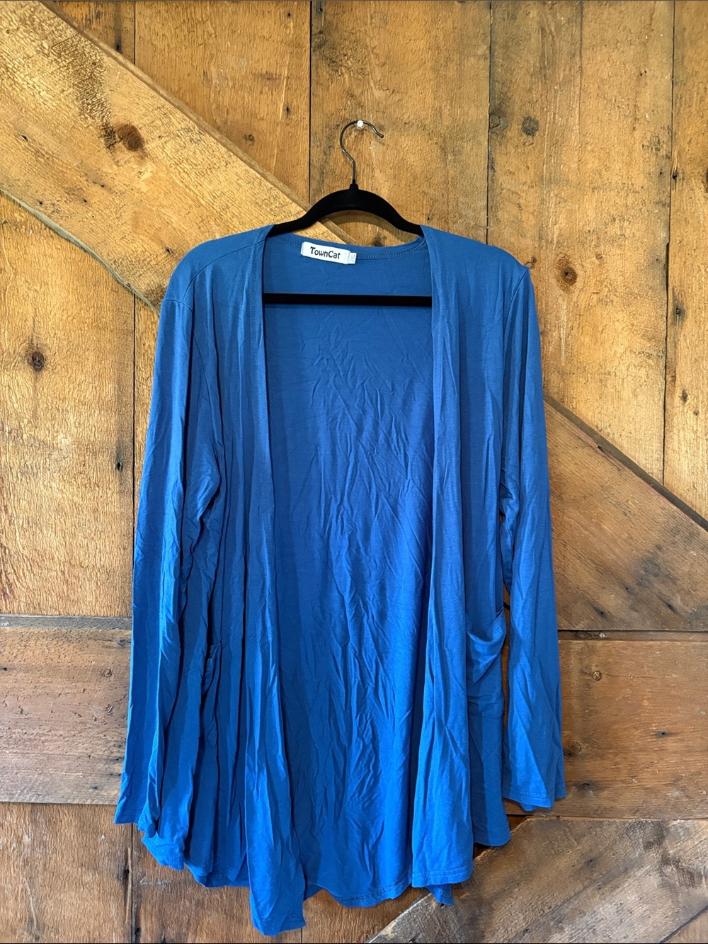 Open-Front Blue Lightweight Cardigan for Women